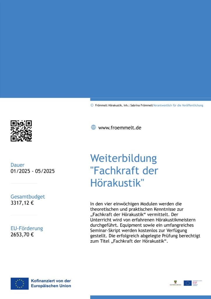 Weiterbildung zur Fachkraft der Hörakustik, Informationen und Kosten.